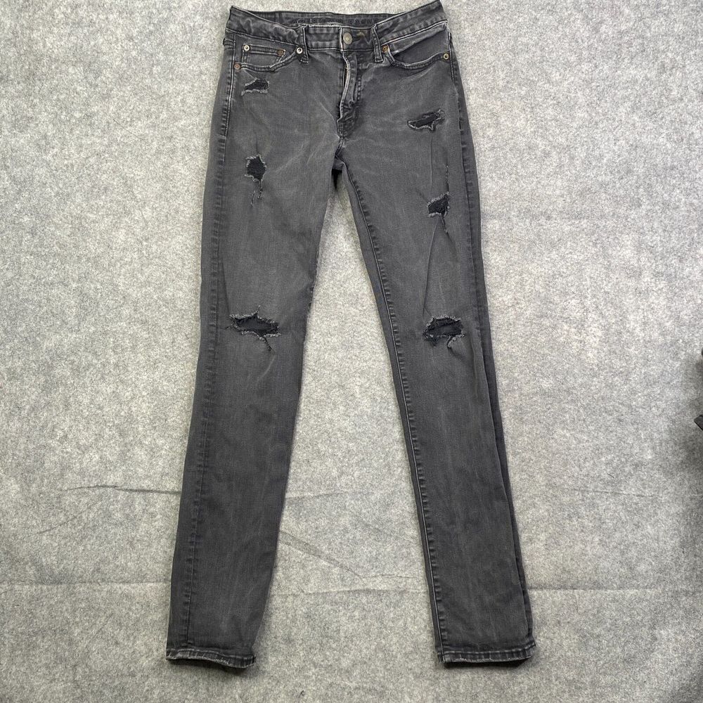 American Eagle Jeans 30x34 Black Slim Faded Distressed Destroyed Denim